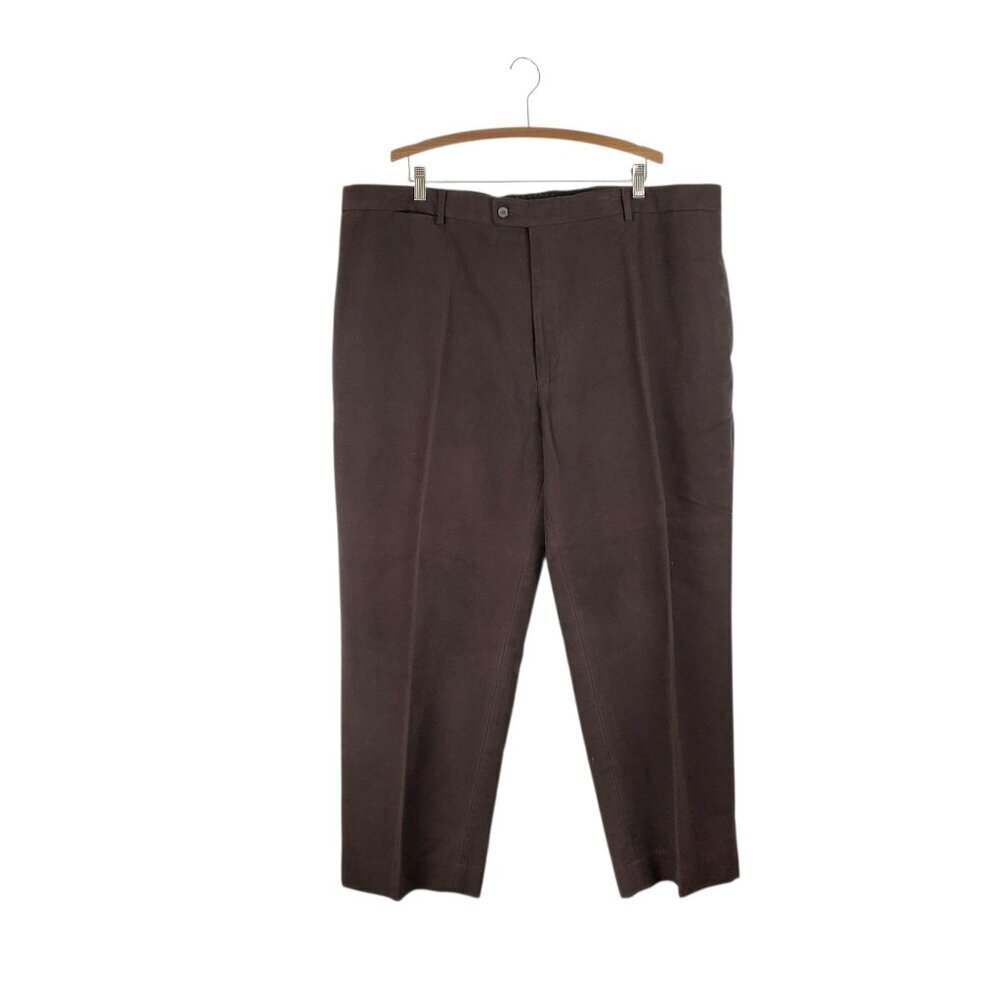 J Peterman Mens Moleskin Pants Brown Duca Visconti Italy Suspender Buttons 46x29